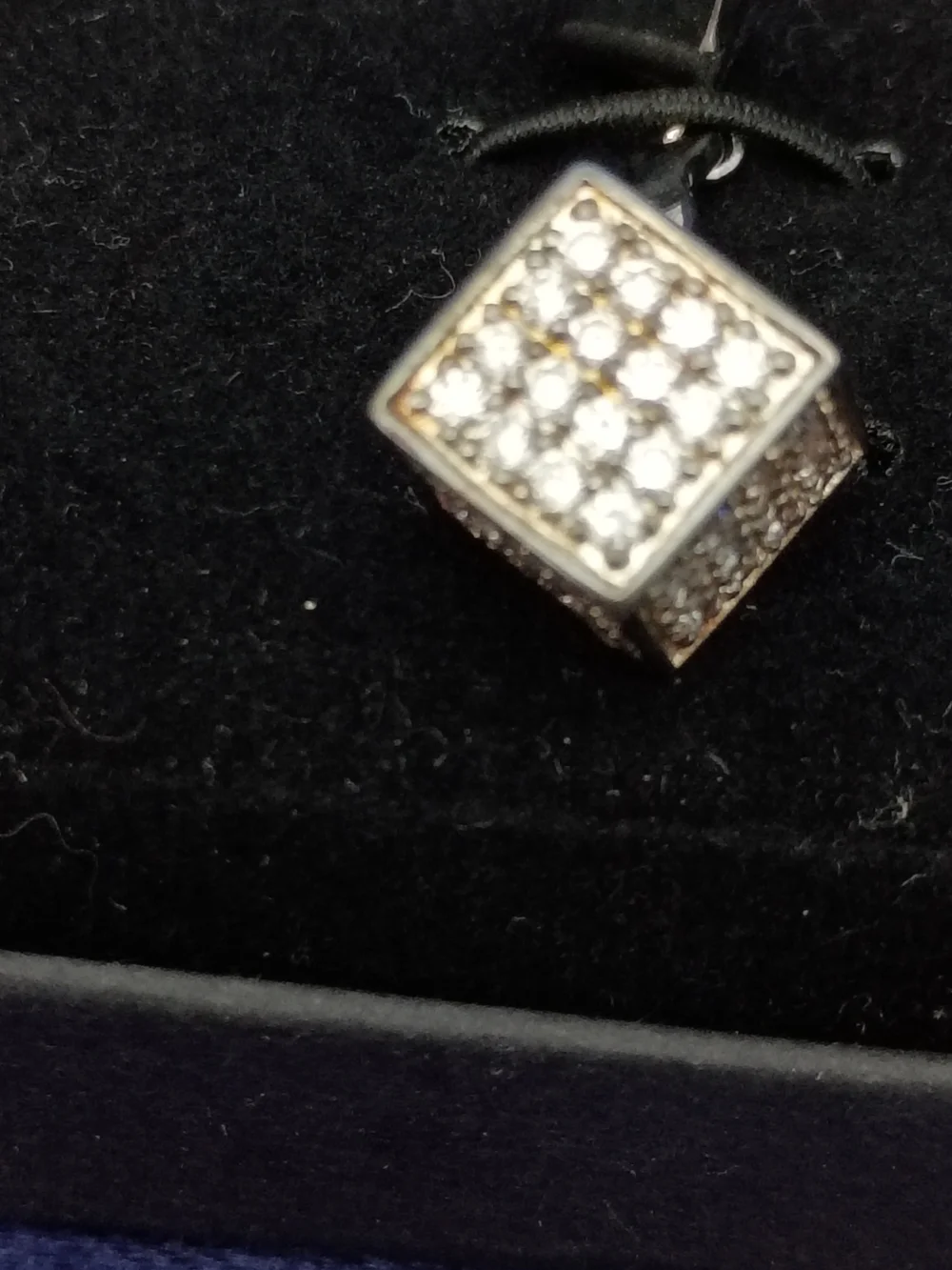 Thomas Pink Silver-Tone Crystal Cube Cufflinks